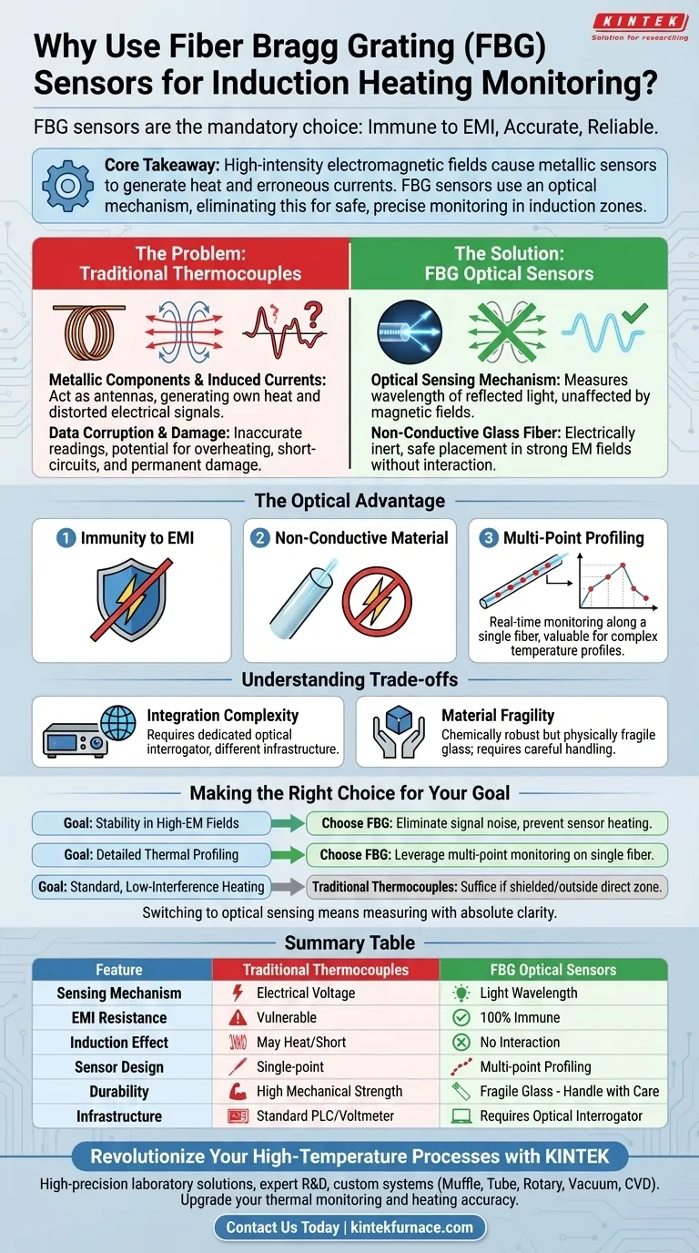 ¿Por qué se utilizan sensores FBG en lugar de termopares para el calentamiento por inducción? Logre un monitoreo de precisión libre de EMI Guía Visual