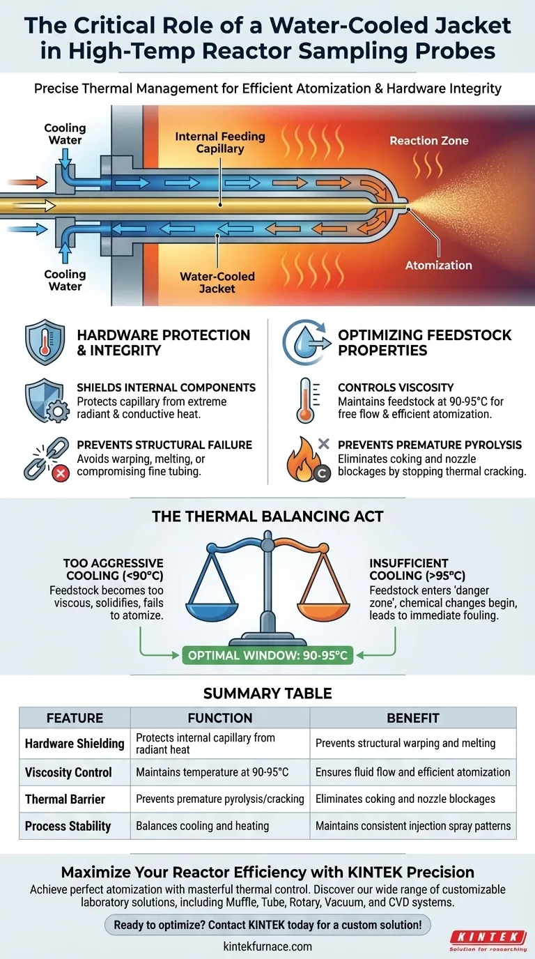 Qual é a função de uma jaqueta refrigerada a água em uma sonda de amostragem? Otimizar a atomização e proteger o hardware Guia Visual