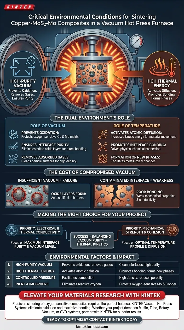 真空热压炉提供哪些关键的环境条件？优化铜-MoS2-Mo复合材料 图解指南