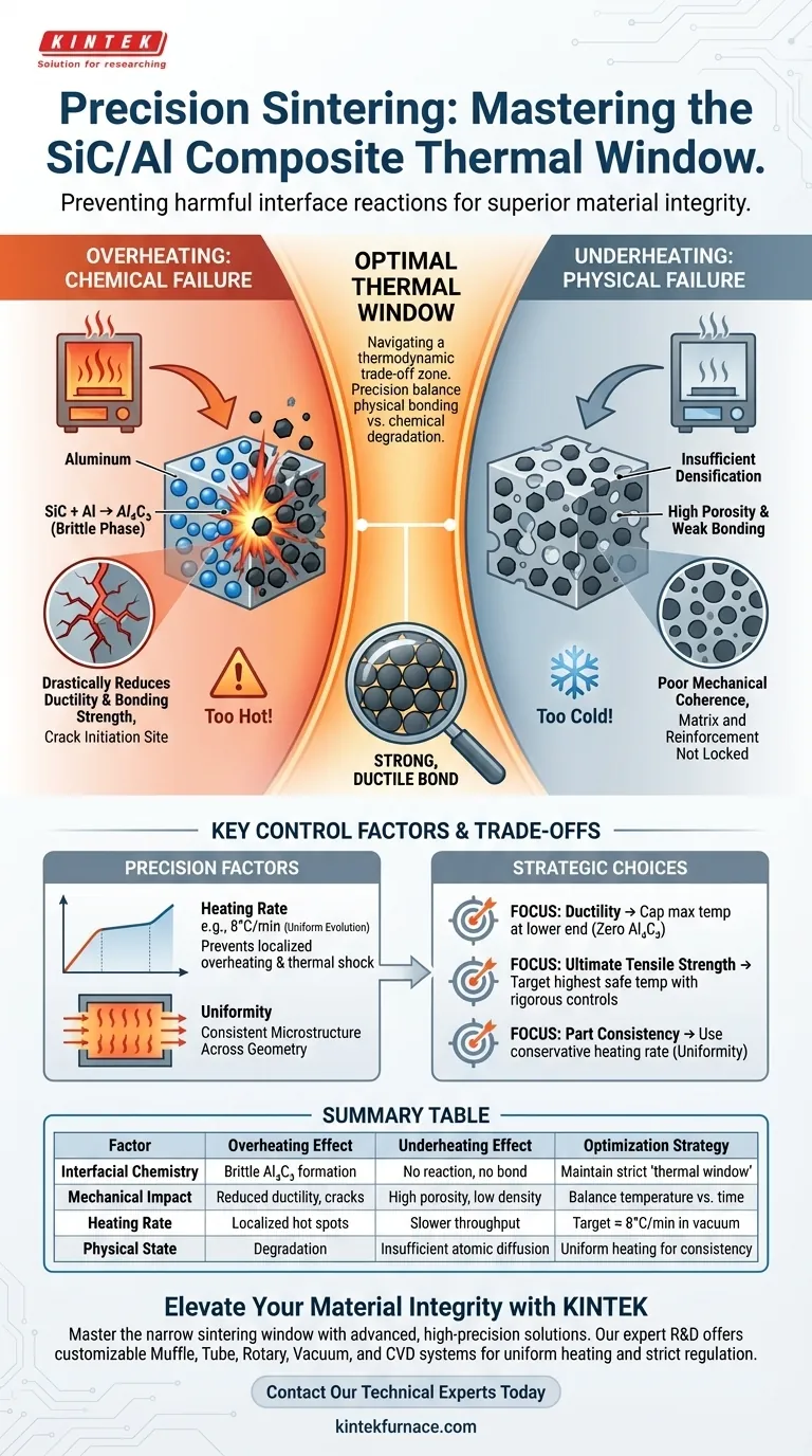 Perché il controllo preciso della temperatura è fondamentale nella sinterizzazione SiC/Al? Prevenire fasi fragili e migliorare la resistenza Guida Visiva