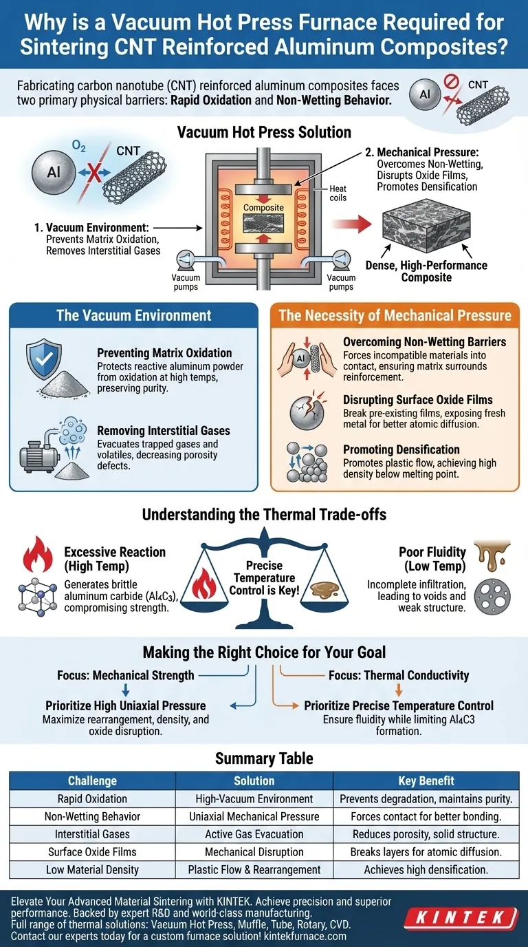 为什么需要真空热压炉来烧结碳纳米管-铝复合材料？优化密度和界面结合 图解指南