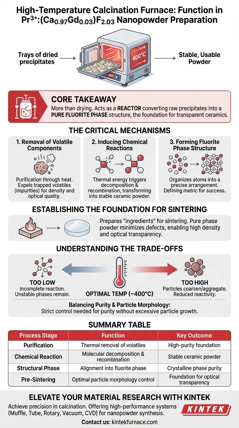 高温煅烧炉的作用是什么？掌握Pr3+:CaGdF2纳米粉前驱体制备 图解指南