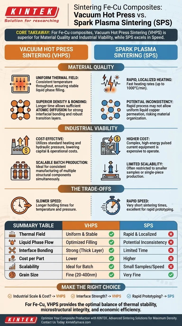 真空热压烧结与SPS在Fe-Cu复合材料方面有何区别？实现卓越的工业品质 图解指南