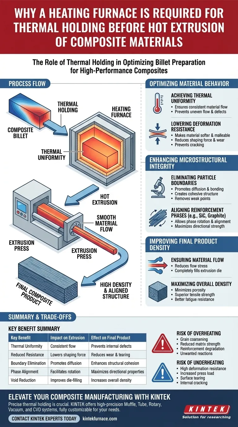 熱間押出前の熱保持に加熱炉が必要なのはなぜですか？材料の流れと密度を最適化する ビジュアルガイド