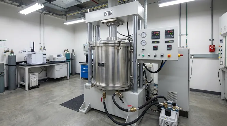 Wie erleichtert ein Vakuum-Heißpressen (VHP)-Ofen die Herstellung von hochdichtem Mg3Sb2? Experte Verdichtung