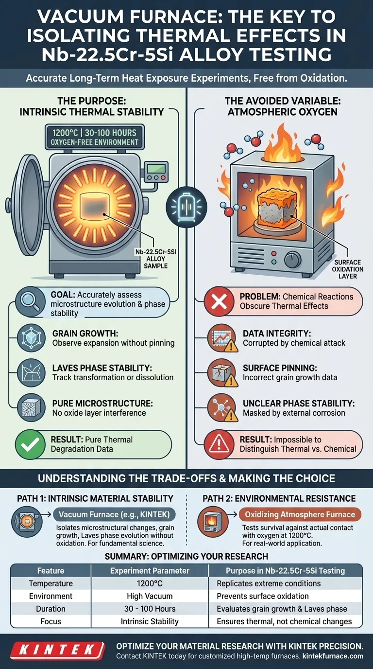 为什么在对Nb-22.5Cr-5Si合金进行长期热暴露实验时使用真空炉？确保数据完整性 图解指南