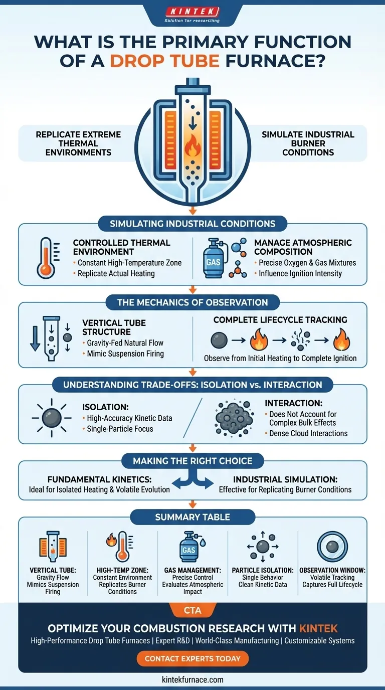 Qual é a principal função de um Forno de Tubo de Queda? Domine a Análise de Ignição de Combustível Sólido de Partícula Única Guia Visual