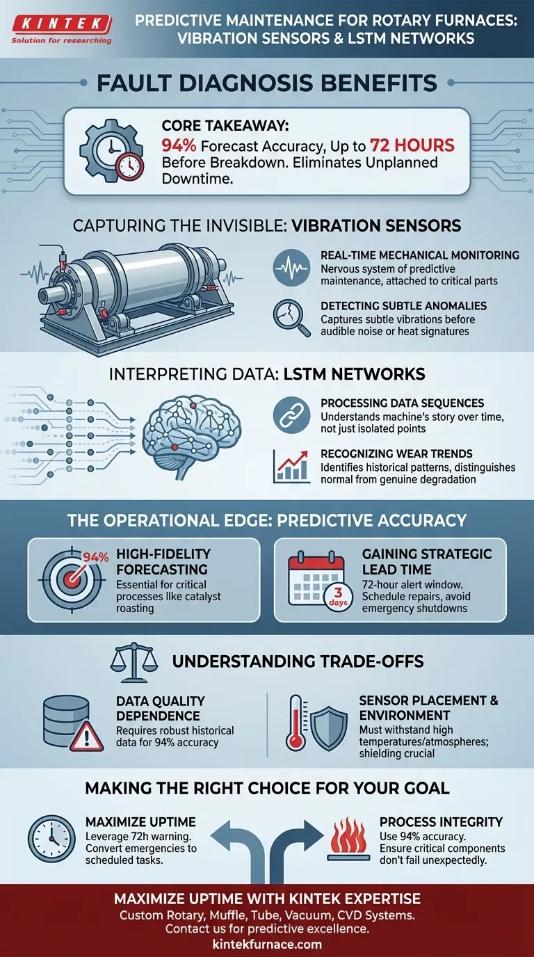 Каковы преимущества датчиков вибрации и LSTM для диагностики вращающихся печей? Достигните 94% точности прогнозирования Визуальное руководство