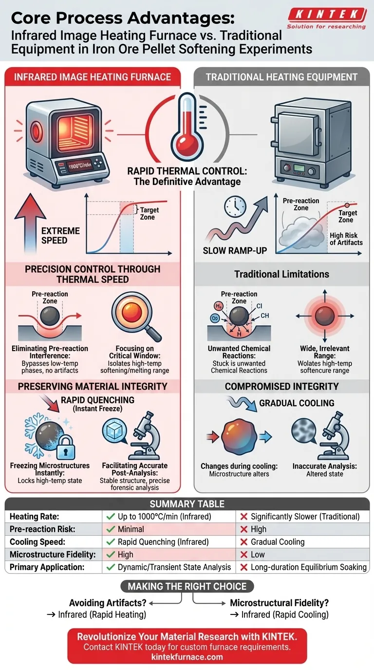 ¿Cuáles son las ventajas del proceso central de un horno de calentamiento por imagen infrarroja? Desbloquee un control térmico rápido de 1000 °C/min Guía Visual