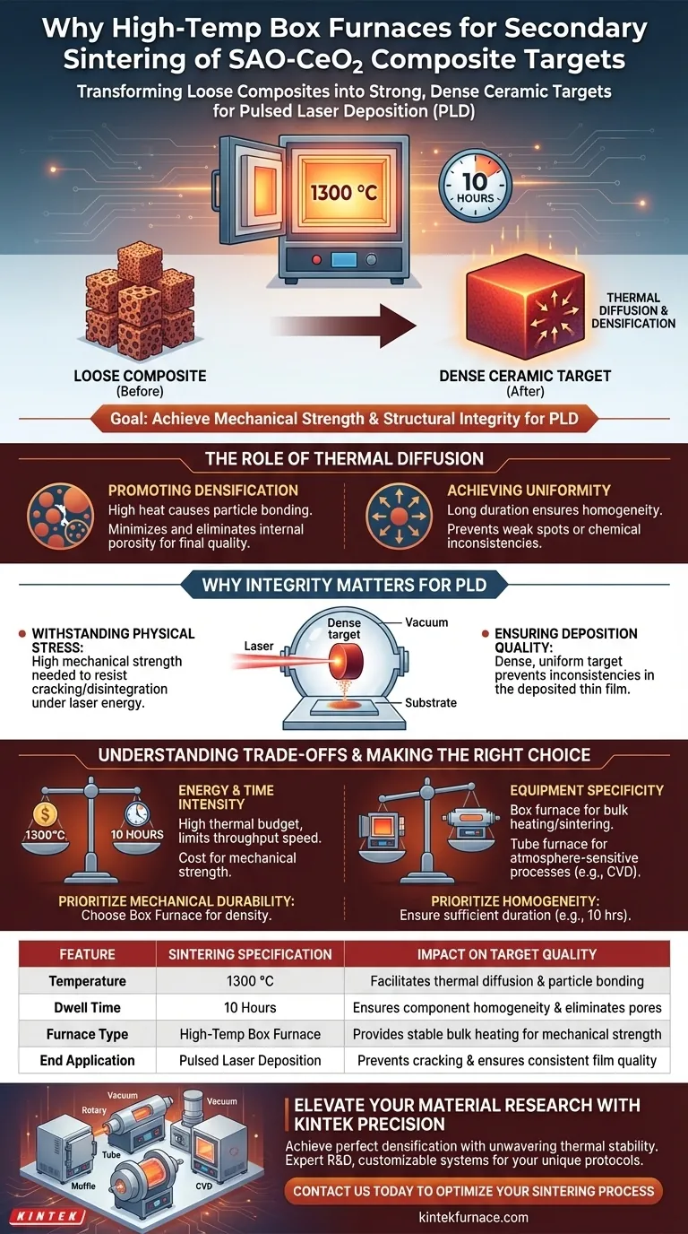 ¿Por qué se utiliza un horno de caja de alta temperatura para el sinterizado secundario? Mejora de la densidad del objetivo compuesto SAO-CeO2 Guía Visual
