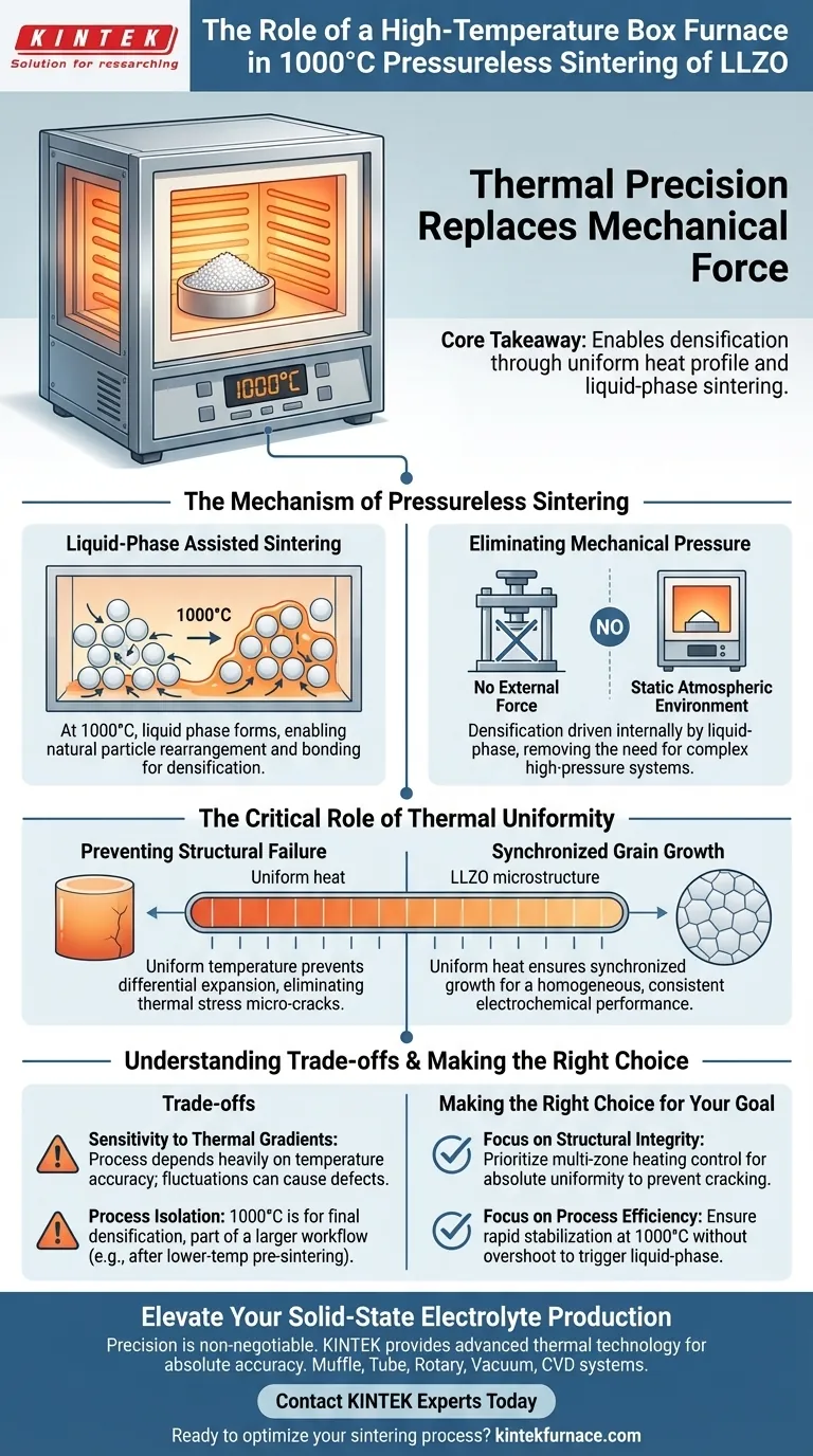 ¿Qué función cumple un horno de caja de alta temperatura en el sinterizado de LLZO? Lograr una densificación superior de LLZO Guía Visual