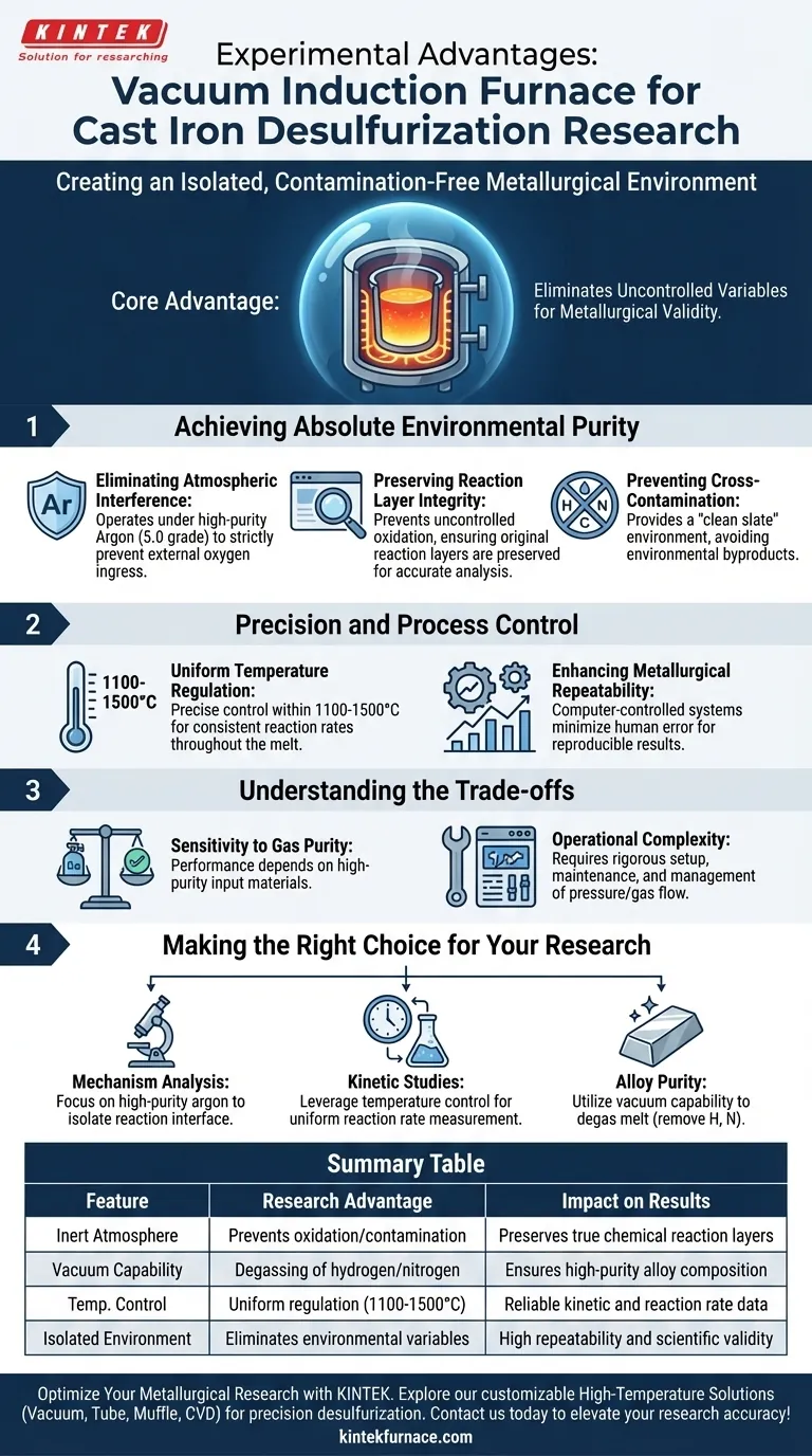 ¿Cuáles son las ventajas experimentales de utilizar un horno de inducción al vacío para la investigación de la desulfuración del arrabio? Guía Visual
