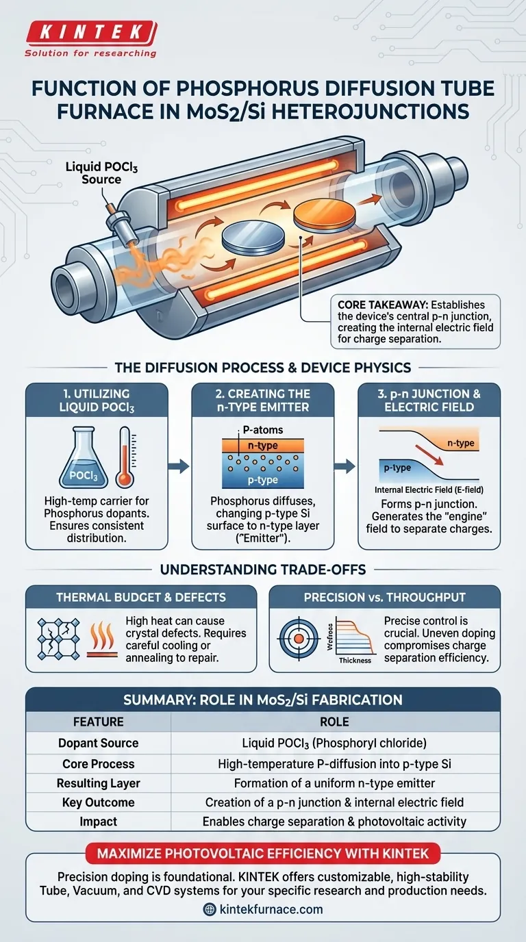 인화학 확산 튜브로의 기능은 무엇인가요? MoS2/Si 이종접합을 정밀하게 생성하기 시각적 가이드