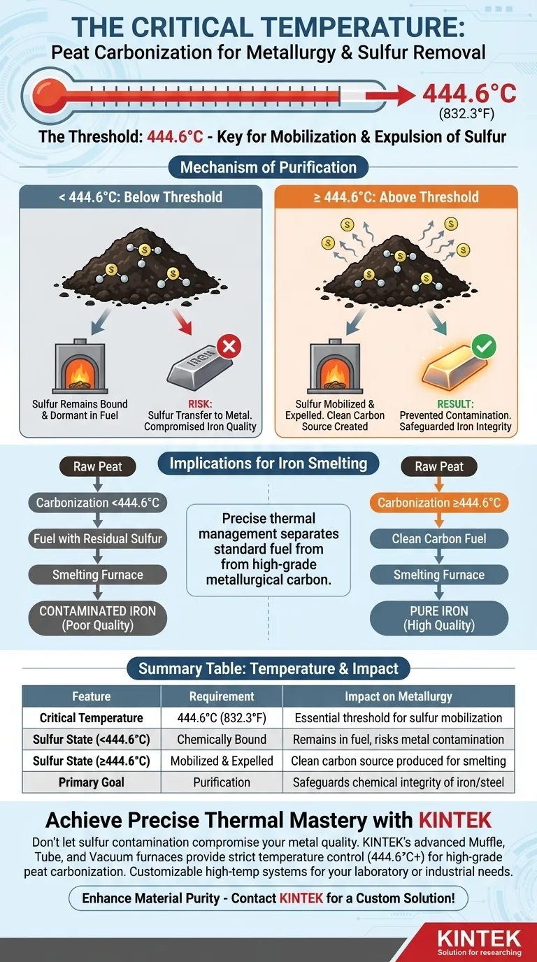 لماذا يعتبر الوصول إلى عتبة حرارة معينة أمرًا بالغ الأهمية أثناء عملية تفحيم الخث؟ افتح علم المعادن النقي دليل مرئي