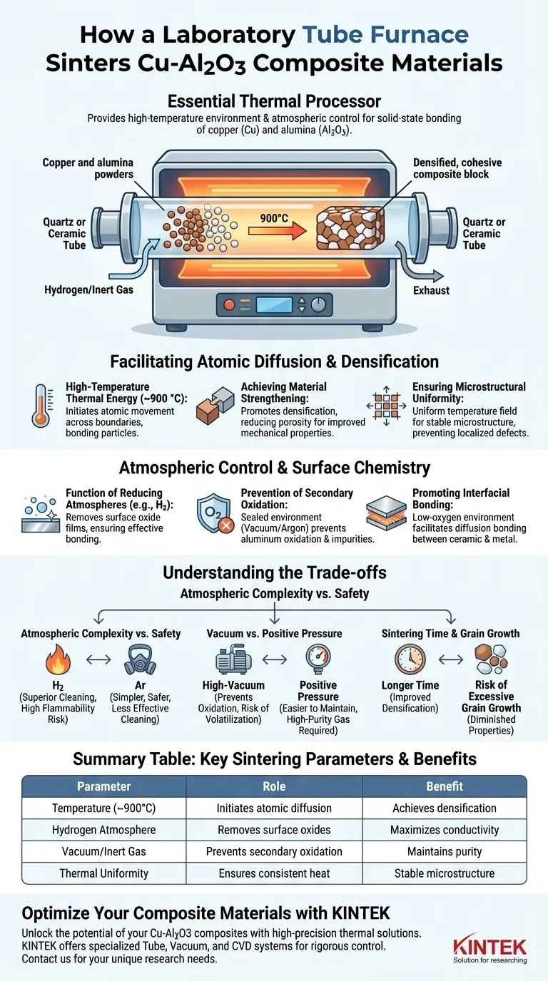 Cu-Al2O3複合材料の焼結プロセスにおいて、実験用管状炉はどのように貢献しますか？複合材料の密度と強度を高める ビジュアルガイド