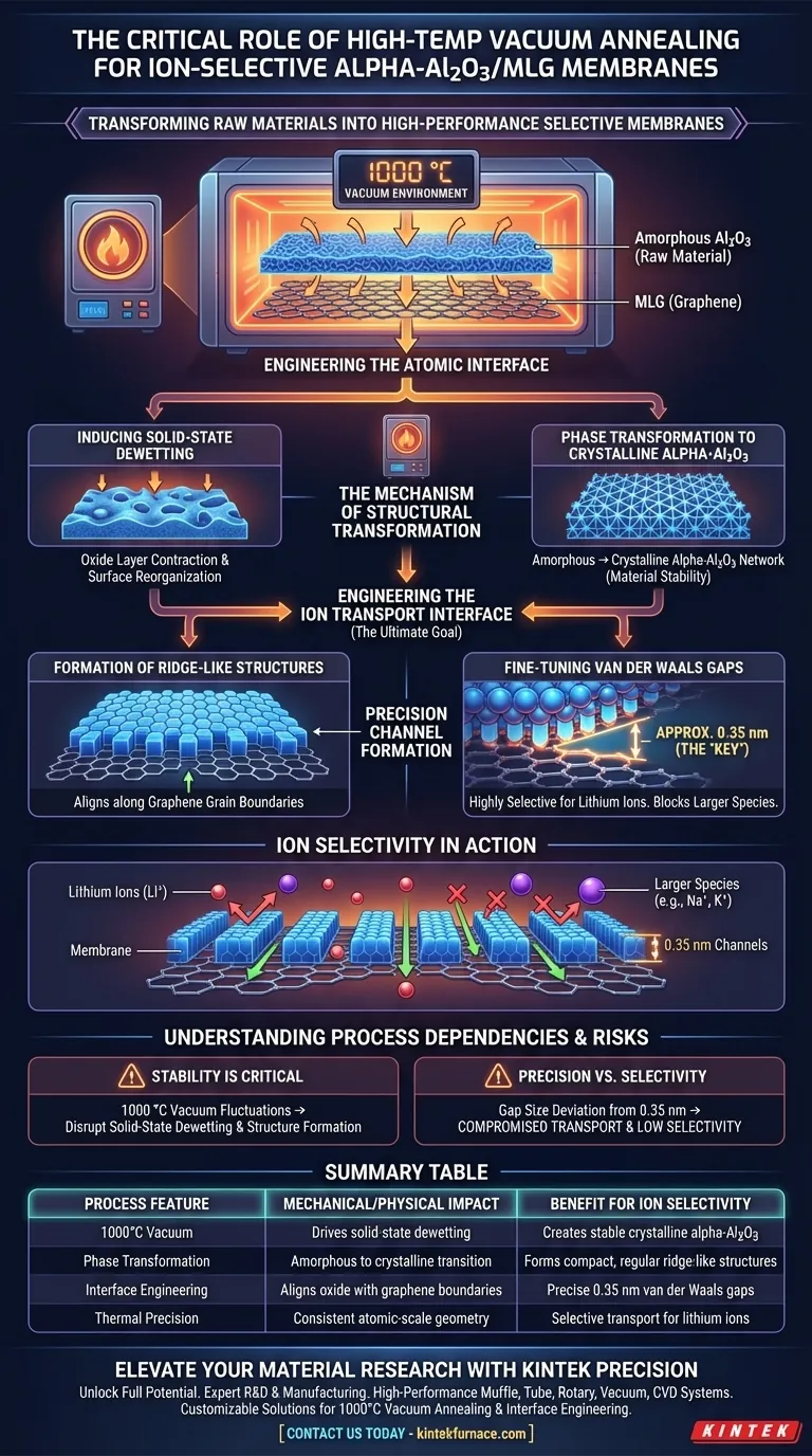 为什么高温真空退火炉对 α-Al2O3/MLG 膜至关重要？掌握离子选择性 图解指南