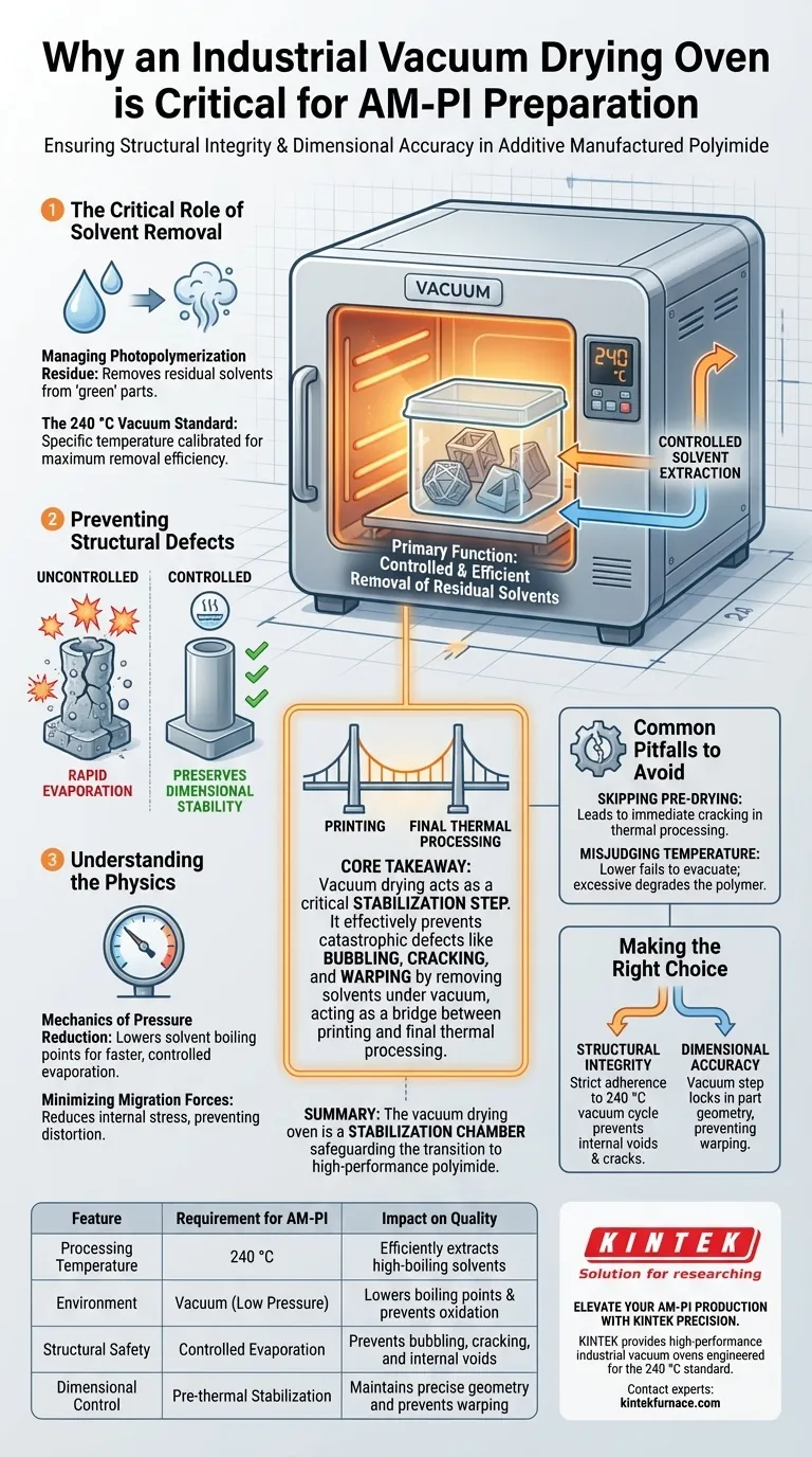 为什么增材制造聚酰亚胺（AM-PI）需要工业真空干燥箱？确保聚酰亚胺打印件的结构完整性 图解指南