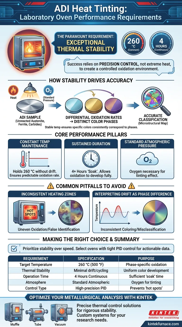 ¿Cuáles son los requisitos de rendimiento de un horno de laboratorio utilizado en el tintado por calor de ADI? Lograr precisión térmica Guía Visual