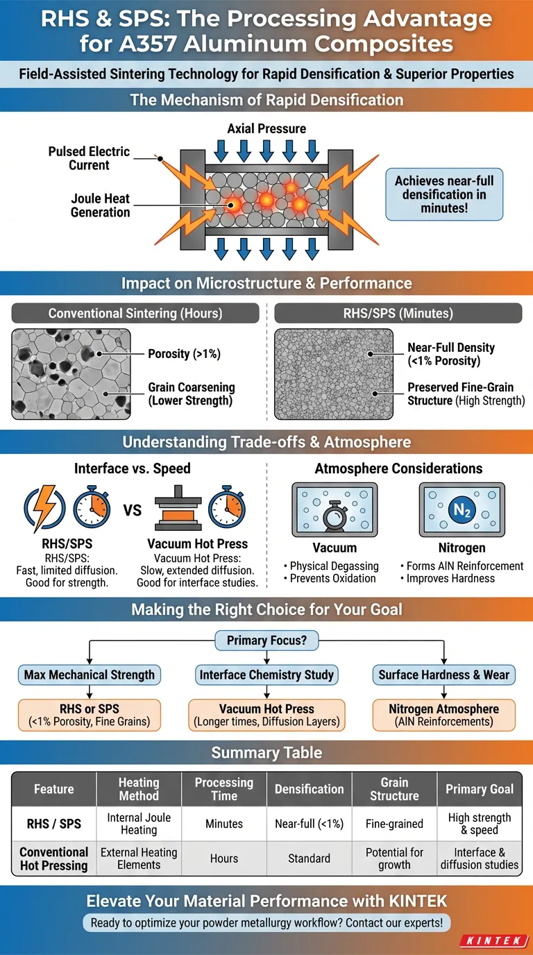RHS或SPS对A357铝复合材料的加工优势是什么？实现更快的近全密度 图解指南