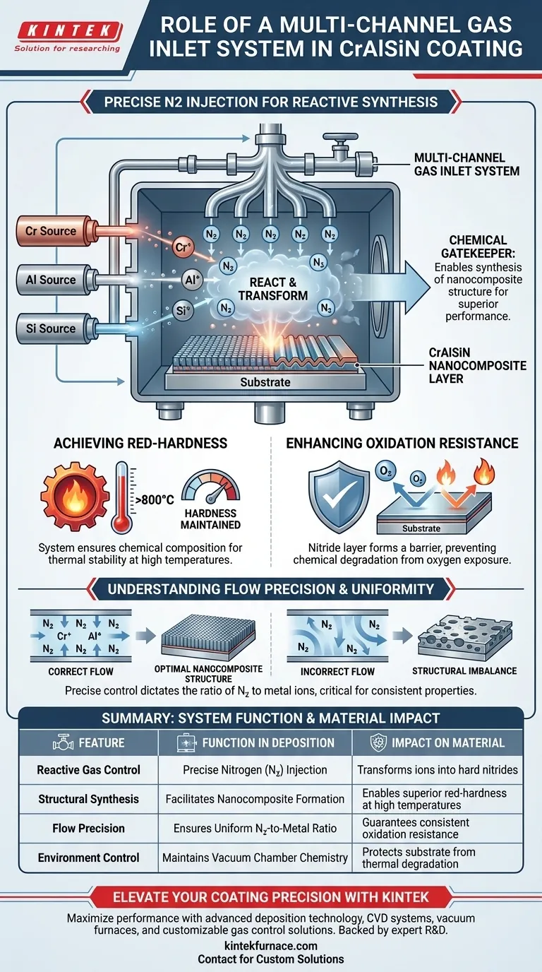 在 CrAlSiN 沉积过程中，多通道气体入口系统的作用是什么？实现卓越的涂层性能 图解指南