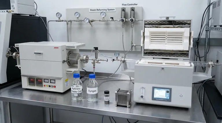 Como o sistema de reforma a vapor catalítica converte o gás residual da refinaria em gás de síntese para SOFC? Maximizando a Energia Residual