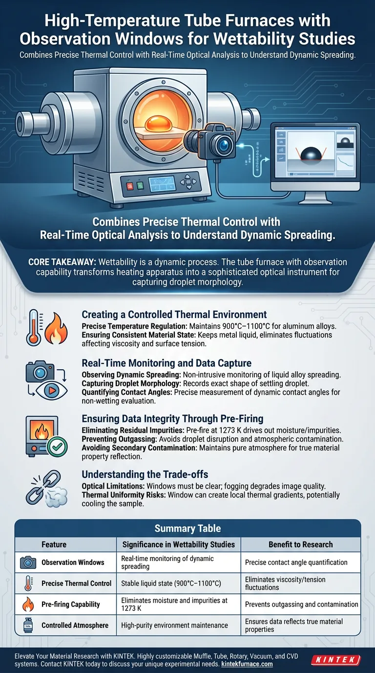 What is the significance of using a high-temperature tube furnace with observation windows? Real-Time Wettability Analysis Visual Guide