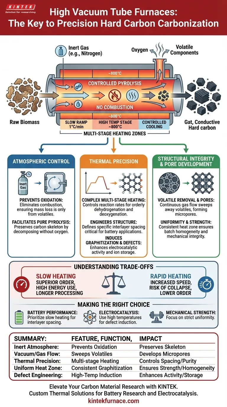 Comment un four tubulaire à vide poussé contribue-t-il au processus de carbonisation ? Synthèse de carbone durisiä par ingénierie Guide Visuel