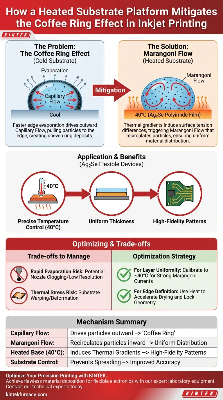 ¿Cómo mitiga una plataforma de sustrato calentado el efecto de anillo de café? Mejora la precisión de la impresión de Ag2Se Guía Visual
