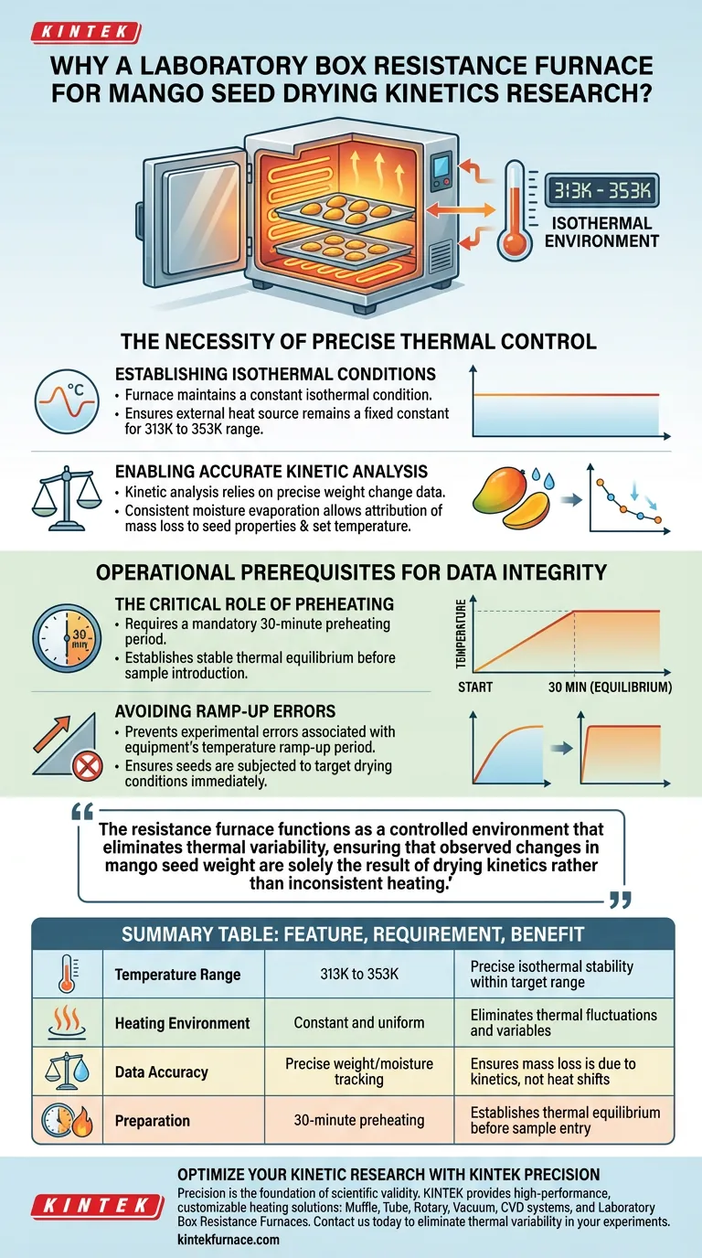 为什么实验室箱式电阻炉用于芒果籽干燥动力学？实现精确的等温控制 图解指南