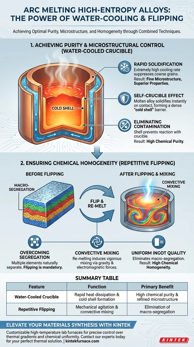 Quels sont les avantages de l'utilisation d'un creuset en cuivre refroidi par eau dans la fusion par arc ? Améliorer la pureté et l'homogénéité des alliages à haute entropie. Guide Visuel