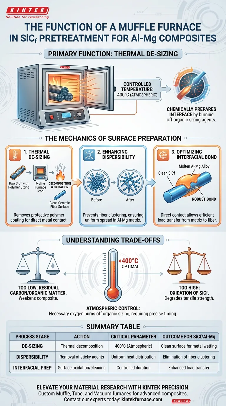 在 SiCf/Al-Mg 预处理中，马弗炉的功能是什么？通过热脱浆优化纤维结合 图解指南