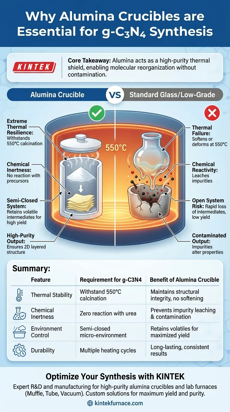为什么需要氧化铝坩埚来合成g-C3N4？确保聚缩合过程的高纯度和稳定性 图解指南