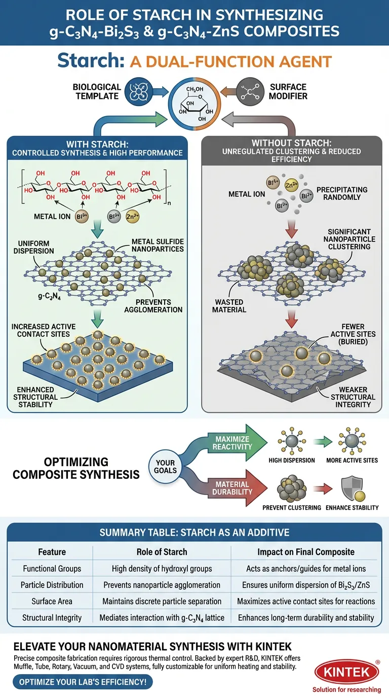 淀粉在 g-C3N4-Bi2S3 和 g-C3N4-ZnS 合成中起什么作用？增强复合材料的稳定性和分散性 图解指南