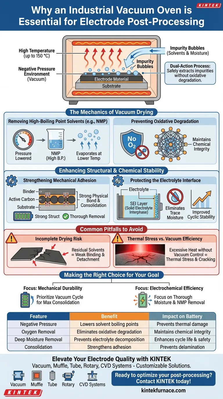 電極材料の後処理に産業用真空オーブンが必要なのはなぜですか？バッテリー性能を確保する ビジュアルガイド