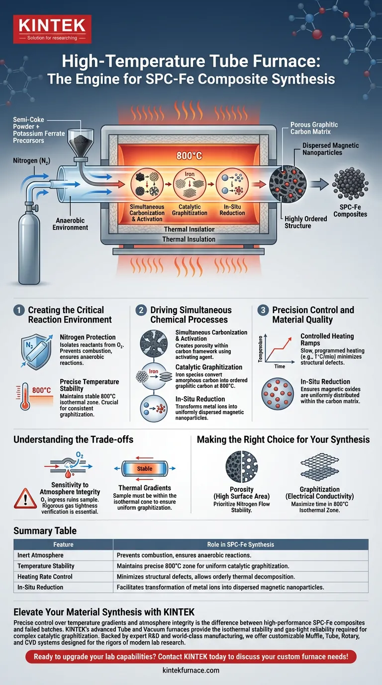 Quelle est la fonction d'un four tubulaire à haute température dans la synthèse du SPC-Fe ? Maîtriser la production de carbone graphitique Guide Visuel