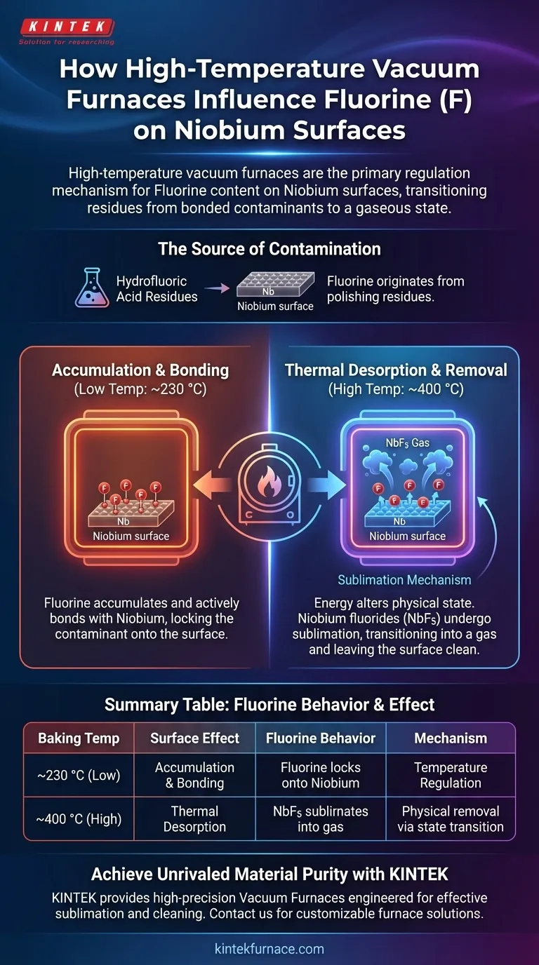 Wie beeinflussen Hochvakuum-Temperöfen den Fluorgehalt (F) auf Niob-Oberflächen? Meistere Oberflächenreinheit Visuelle Anleitung
