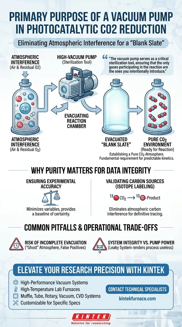 Qual è lo scopo principale di una pompa per vuoto nella riduzione fotocatalitica della CO2? Garantire ambienti puri per dati accurati Guida Visiva