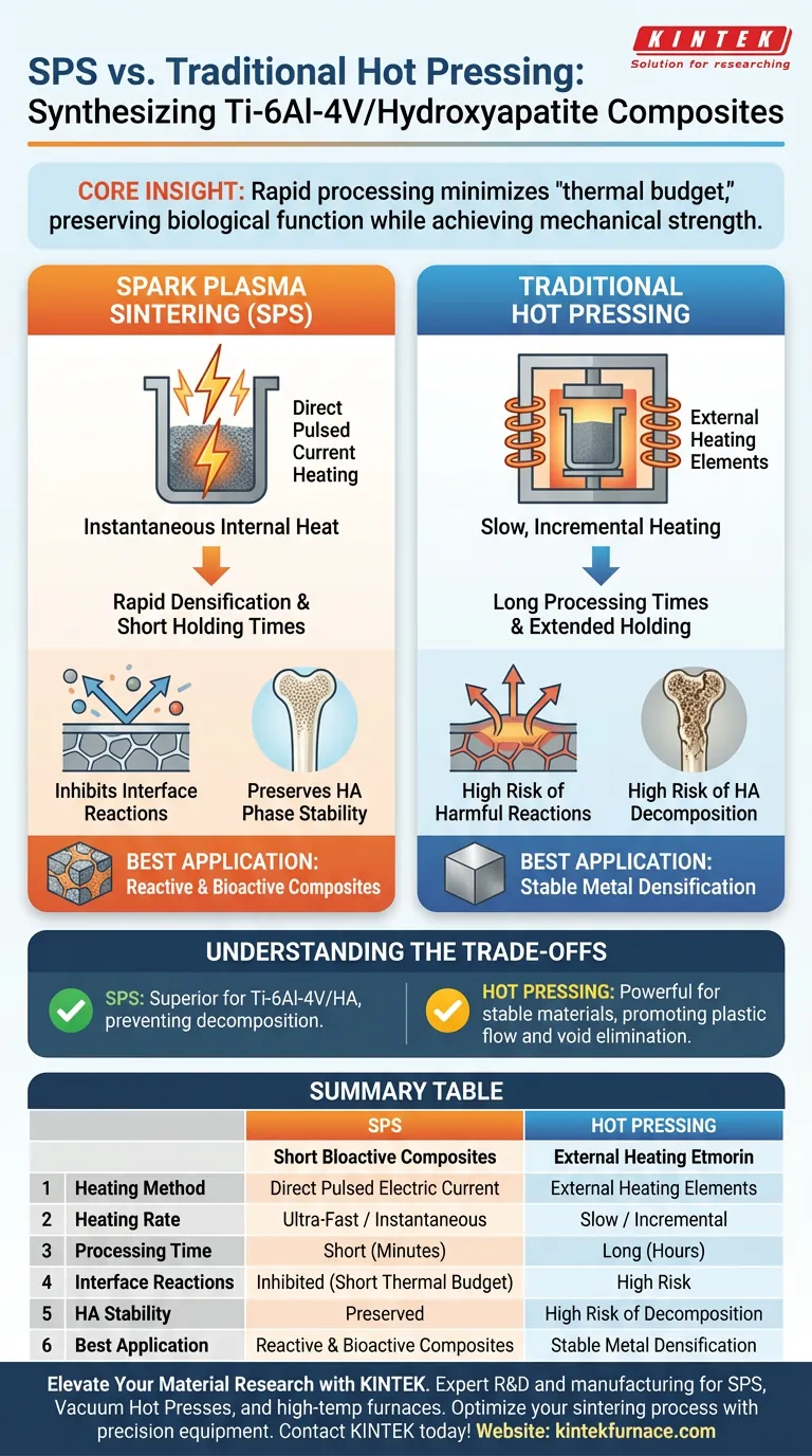 Was sind die Vorteile von SPS gegenüber Heißpressen für Ti-6Al-4V/HA? Maximierung der Bioaktivität durch schnelles Sintern Visuelle Anleitung