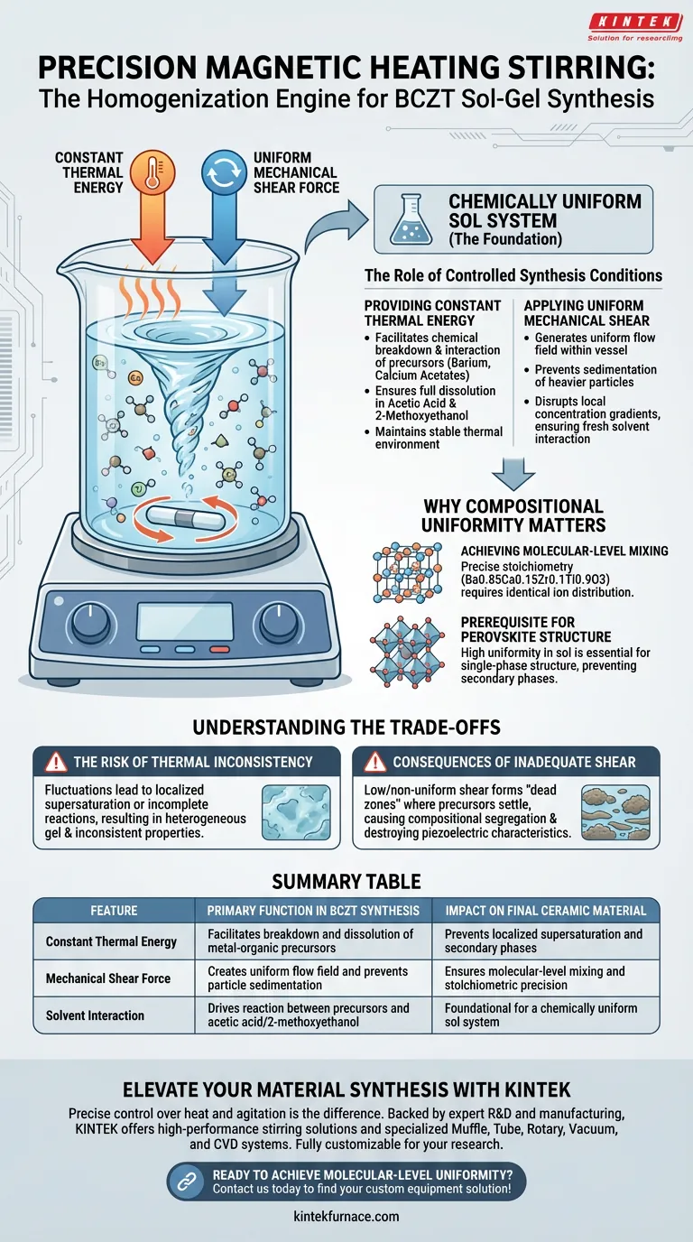 BCZT 세라믹 제조에서 정밀 자기 가열 교반 장비의 기능은 무엇입니까? 균일성 달성 시각적 가이드
