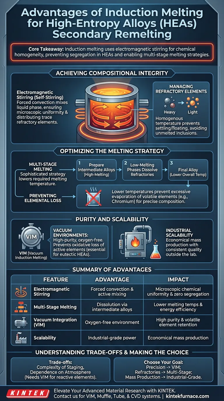 Quais são as vantagens de usar um forno de fusão por indução? Aprimorar a Homogeneidade e Pureza de Ligas de Alta Entropia Guia Visual