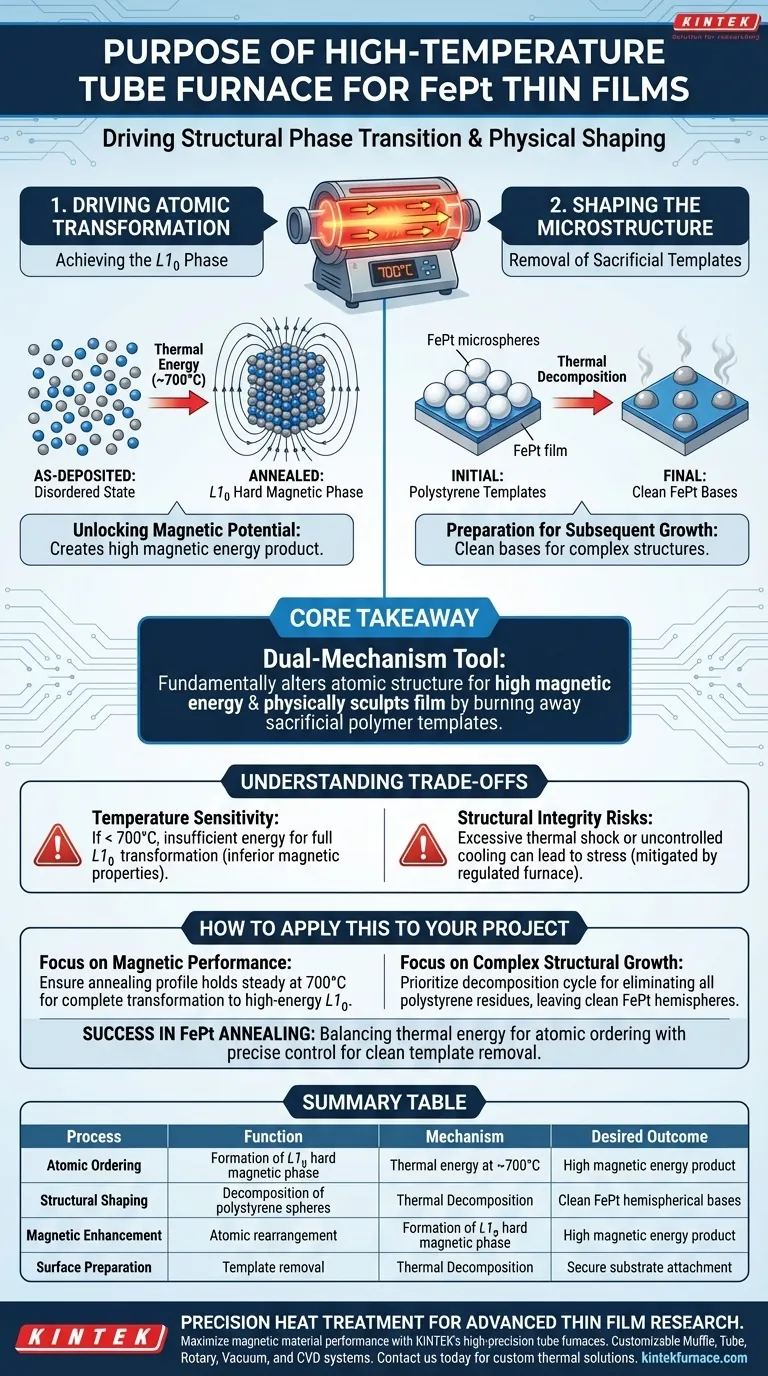 在FePt退火过程中使用高温管式炉的目的是什么？实现L1₀磁相 图解指南