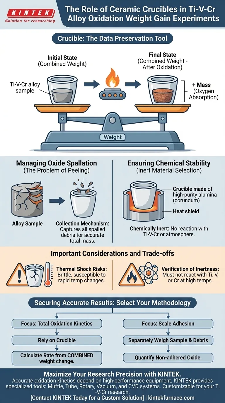 在Ti-V-Cr合金的氧化增重实验中，陶瓷坩埚起什么作用？确保数据准确性 图解指南