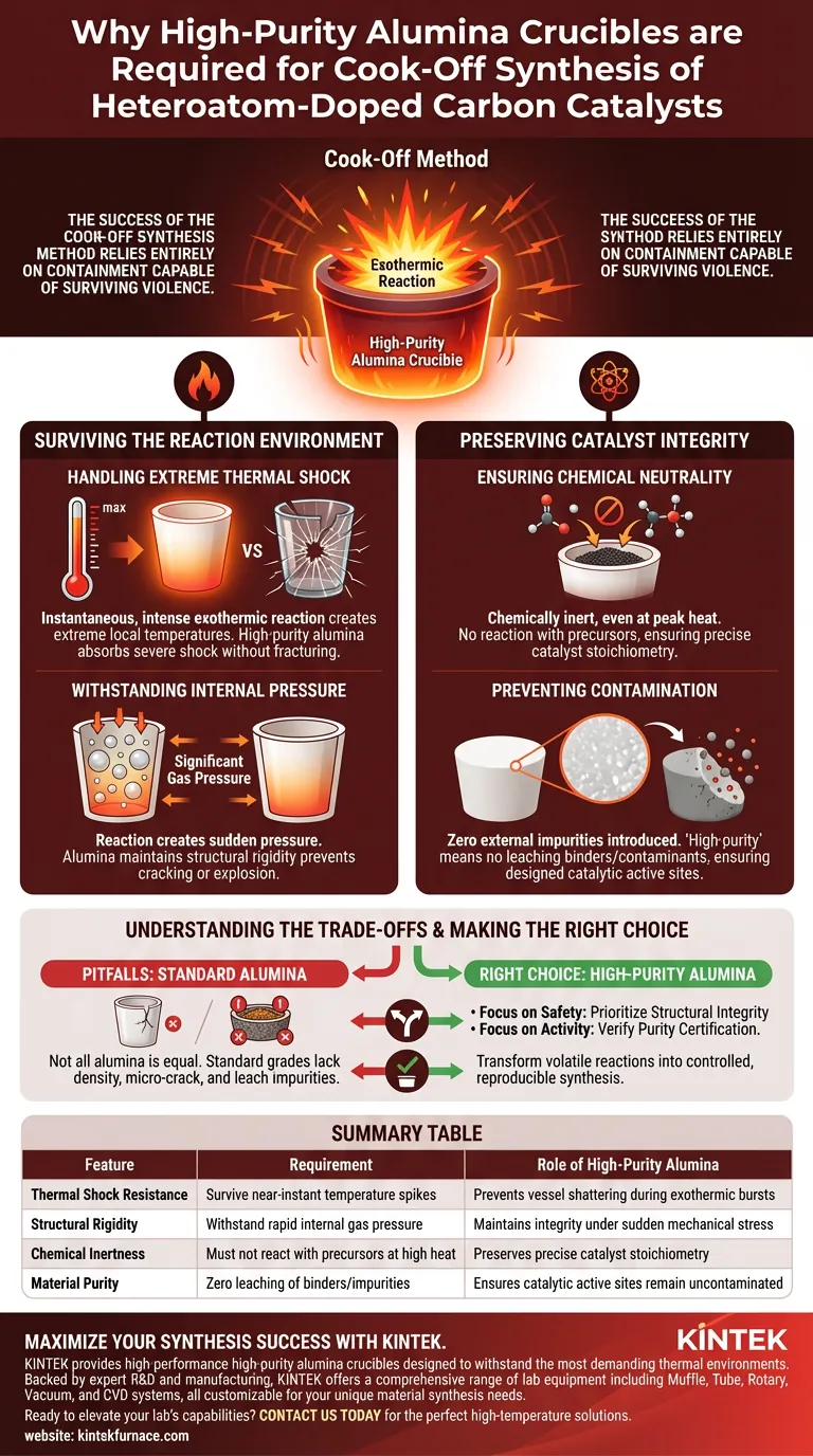 Почему для метода «cook-off» требуются тигли из высокочистого оксида алюминия? Обеспечение безопасности и чистоты катализатора Визуальное руководство