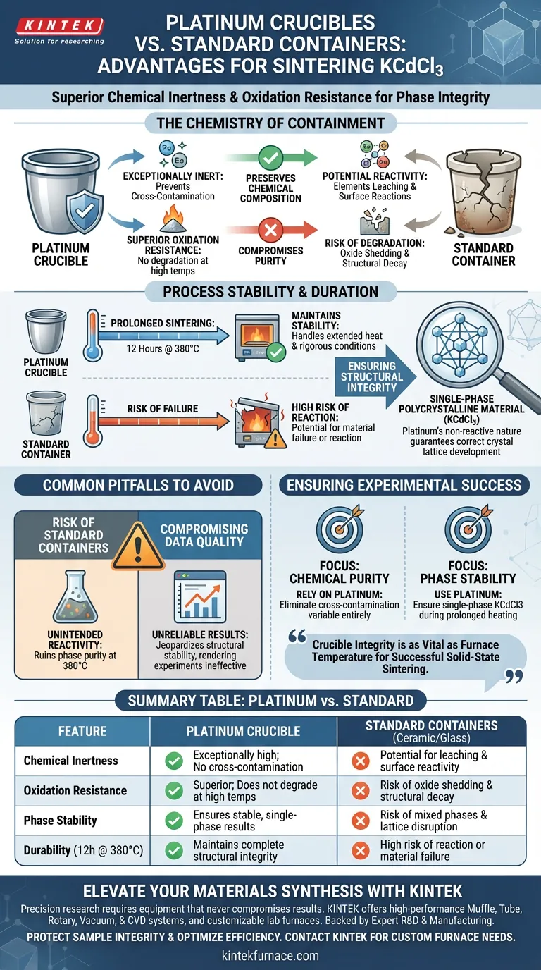 铂坩埚在KCdCl3烧结中有何优势？确保纯净、单相样品合成 图解指南