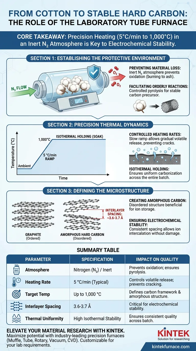 实验室管式炉如何确保硬碳的结构稳定性和质量？专家碳化 图解指南