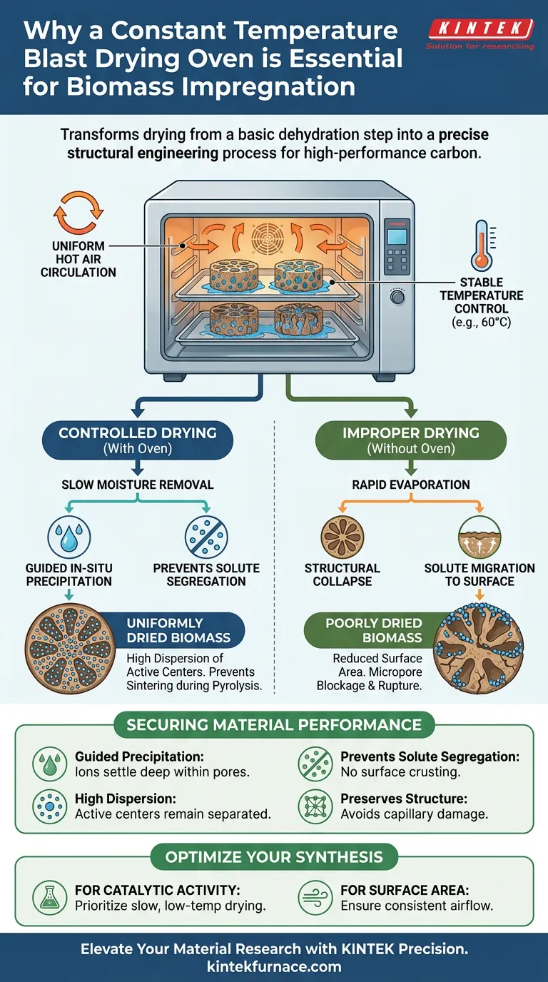 为什么恒温鼓风干燥箱对于生物质碳浸渍是必需的？优化材料结构 图解指南
