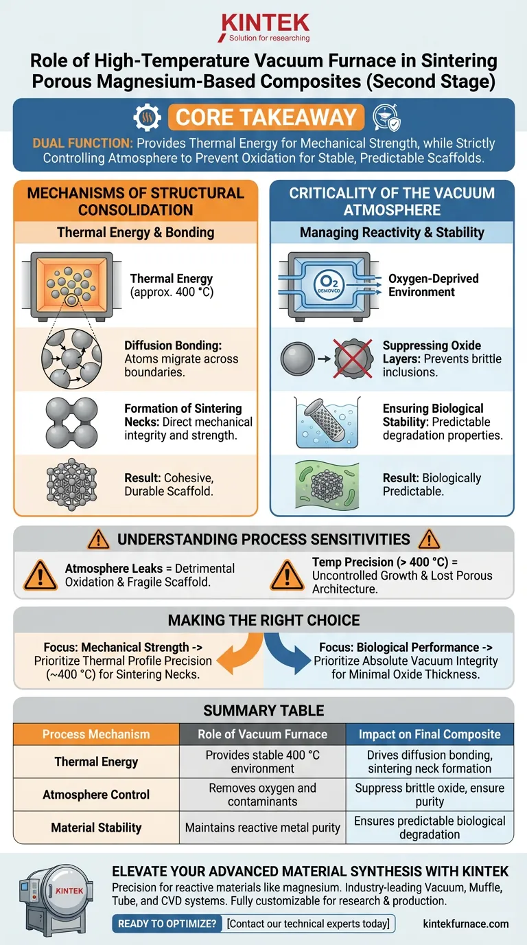 Какую роль играет высокотемпературная вакуумная печь в спекании магниевых композитов? Ключевые факторы успеха Визуальное руководство