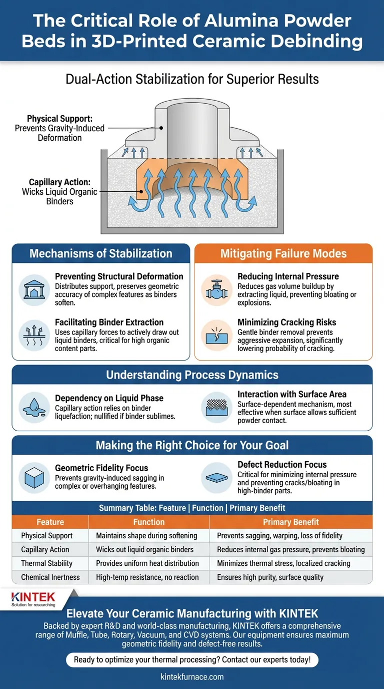 Quel est le but d'un lit de poudre d'alumine ? Optimiser le déliantage thermique pour les pièces céramiques imprimées en 3D Guide Visuel
