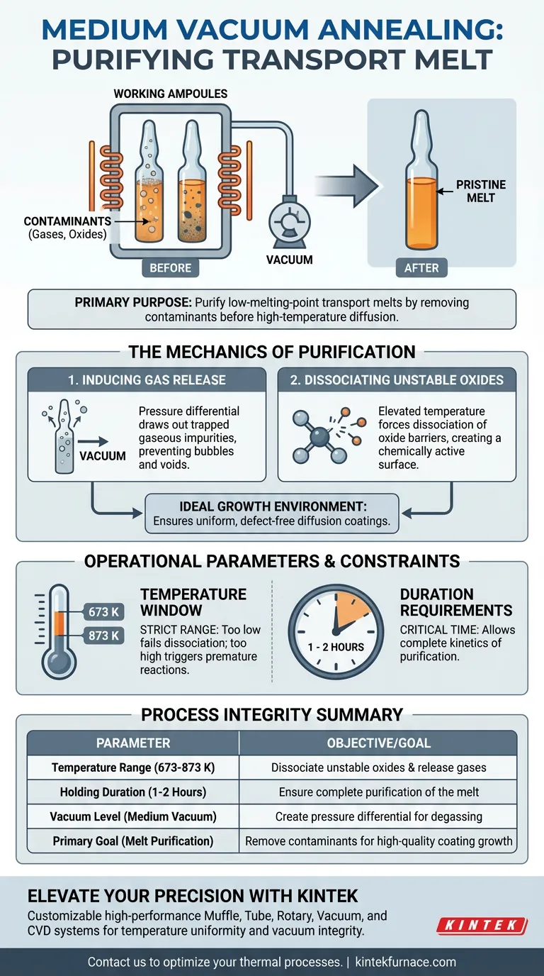 Qual é o propósito de realizar o recozimento a vácuo médio em ampolas de trabalho? Garante Difusão Pura a Alta Temperatura Guia Visual