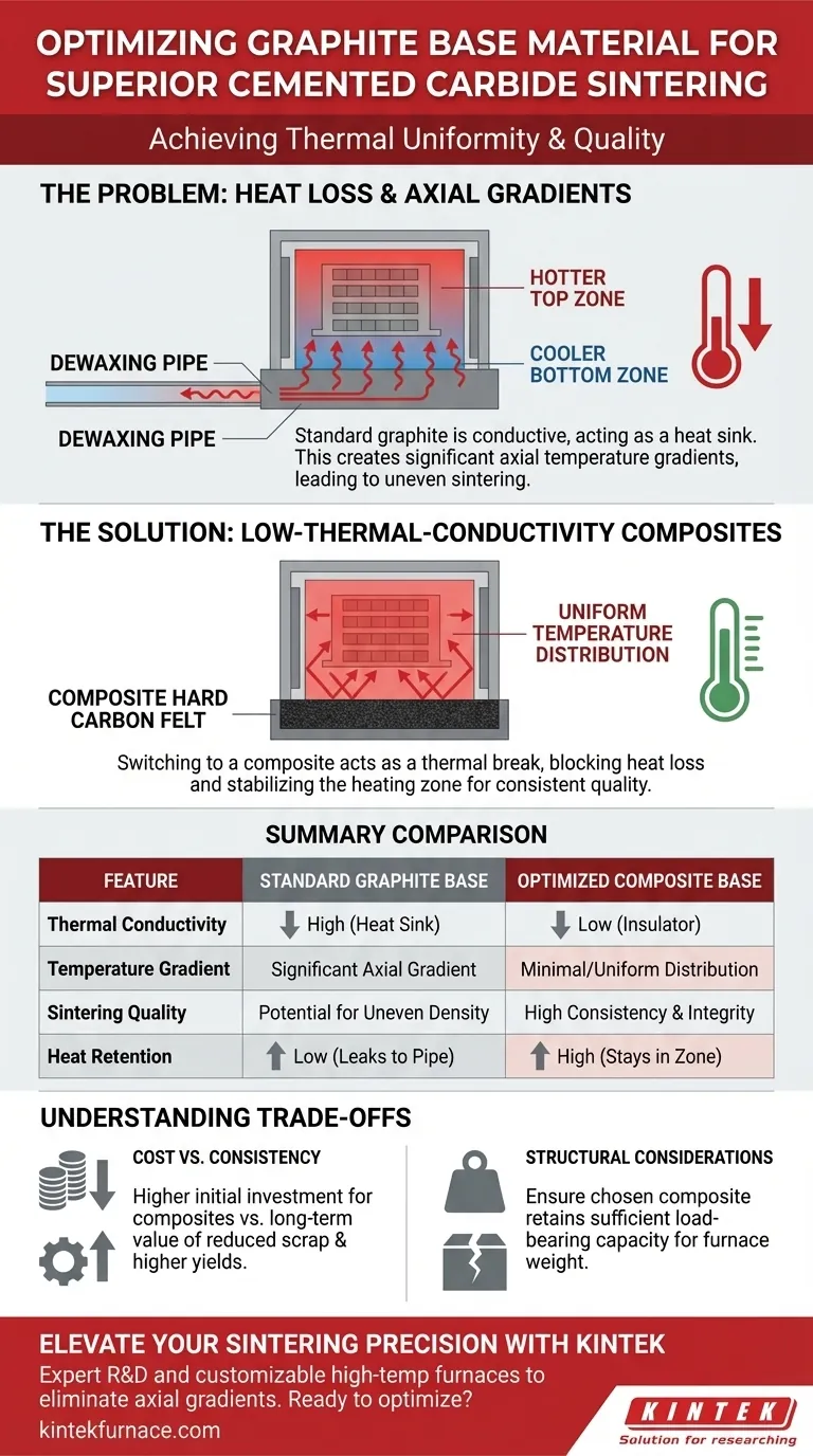 Come l'ottimizzazione del materiale di base in grafite migliora la qualità della sinterizzazione del carburo cementato? Padroneggiare l'uniformità termica Guida Visiva